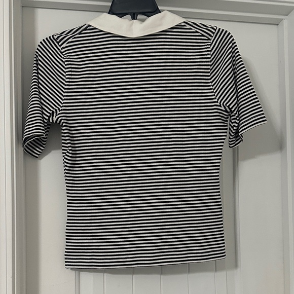 SPANX Black and White Striped Button Down Shirt Size L - Picture 3 of 3